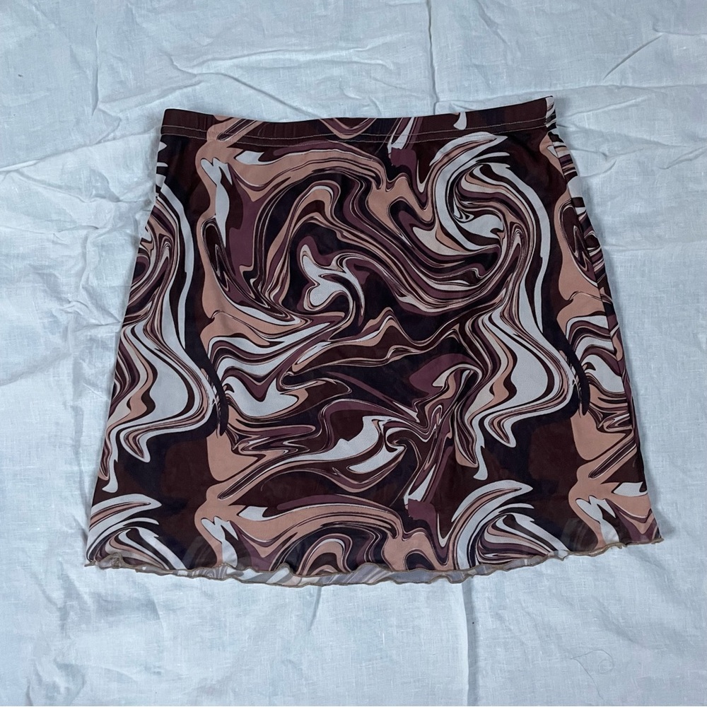 Brown tone marble mini skirt